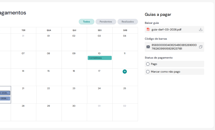 Painel da direita com detalhes do guia