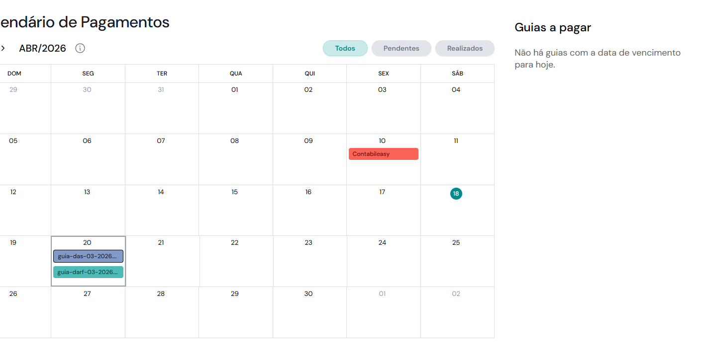 Mockup cores por status