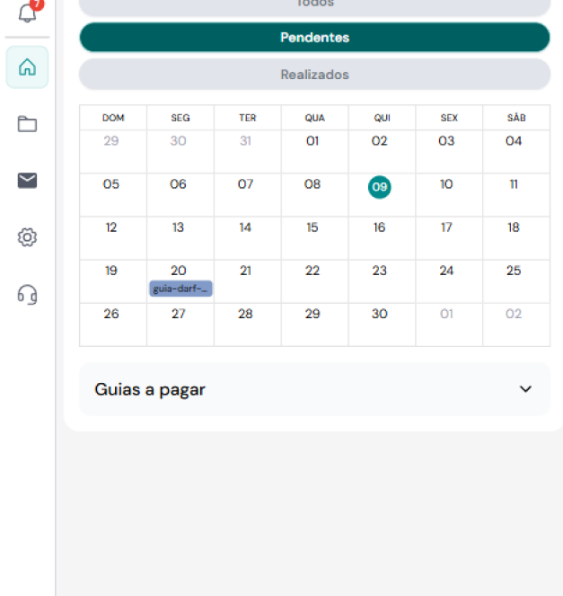 Estado atual do calendário no mobile