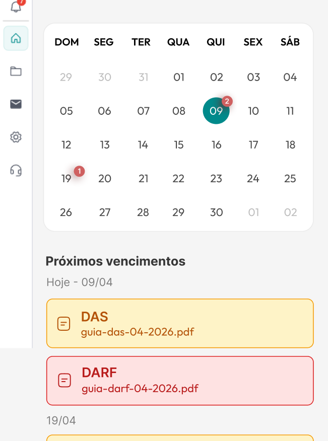 Proposta mobile - calendário limpo com badge