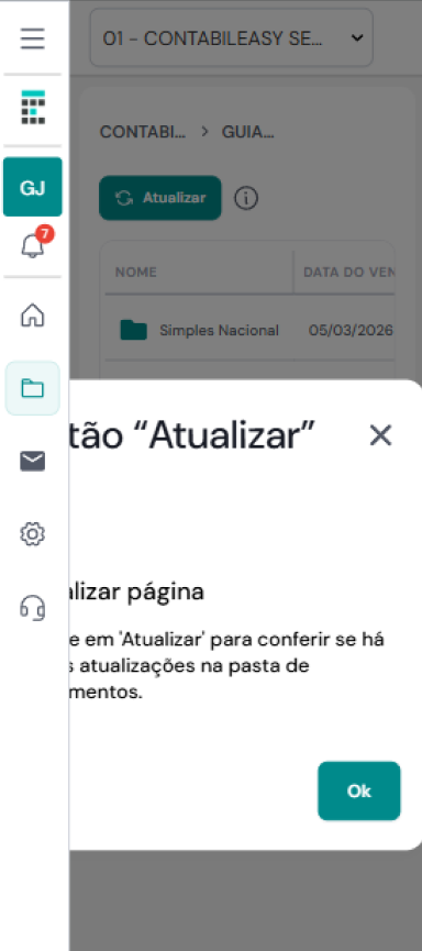 Modal info Atualizar quebrado